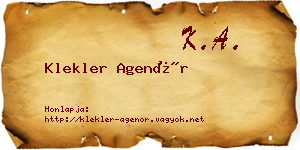 Klekler Agenór névjegykártya